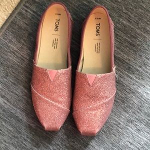 New TOMS flats.  Size 8.5.  Pink Glitter. NWOT